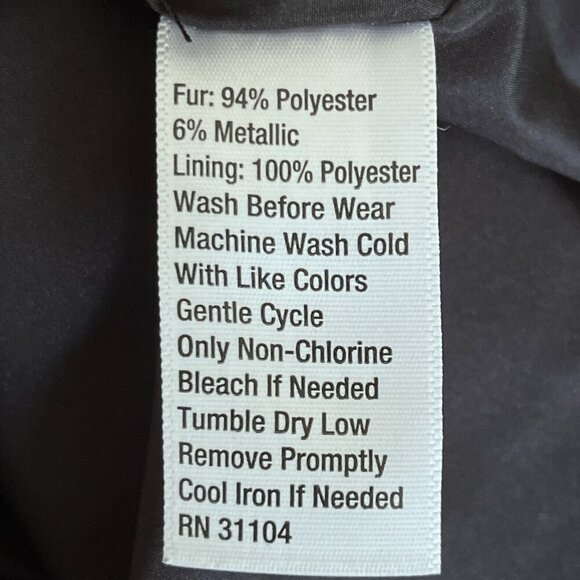 True Craft Girls Faux Youth Fur Vest Size L Black Silver Metallic Party Glam - Picture 6 of 6